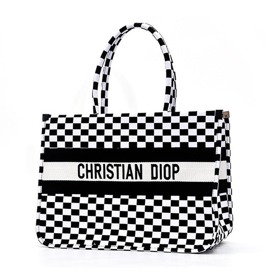 Black and white checkered shoulder bag
